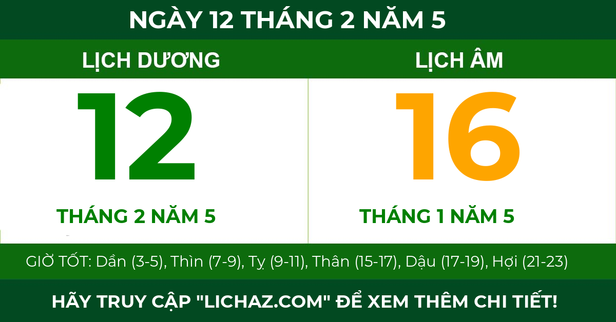 lịch âm ngày 12 tháng 2 năm 5