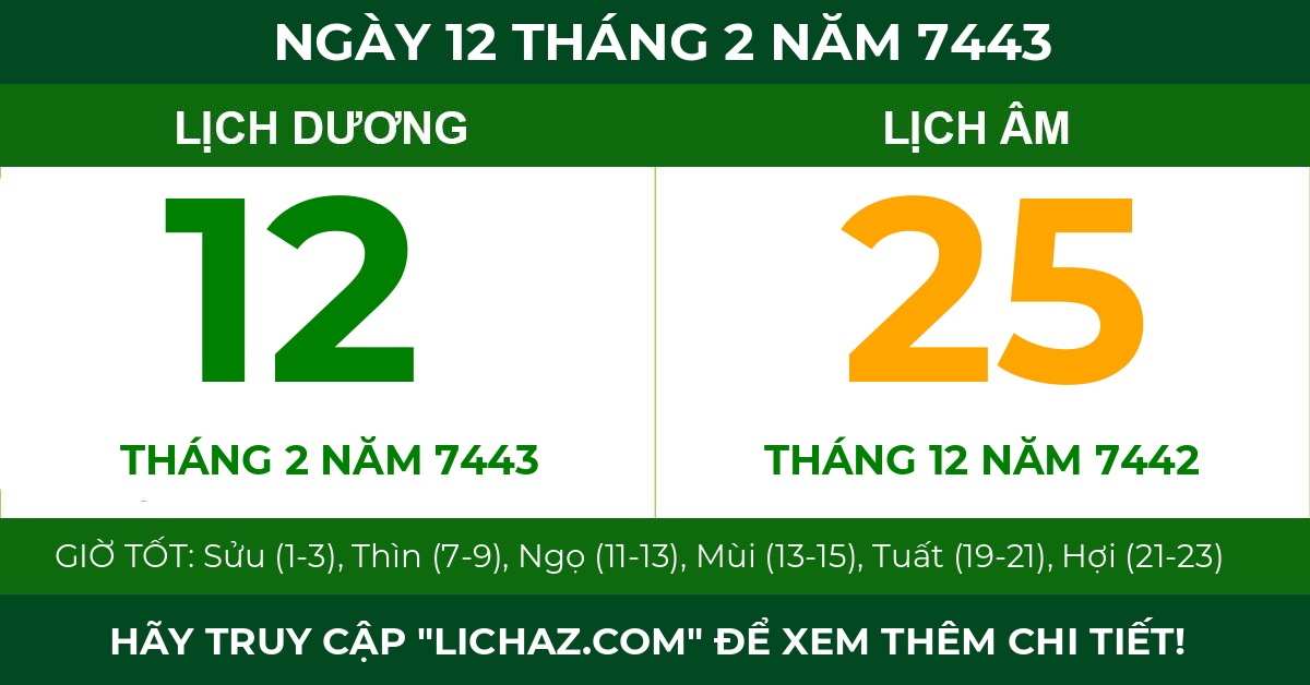 lịch âm ngày 12 tháng 2 năm 7443