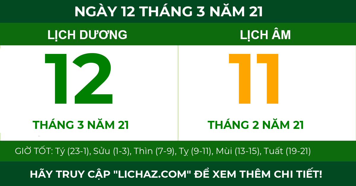 lịch âm ngày 12 tháng 3 năm 21