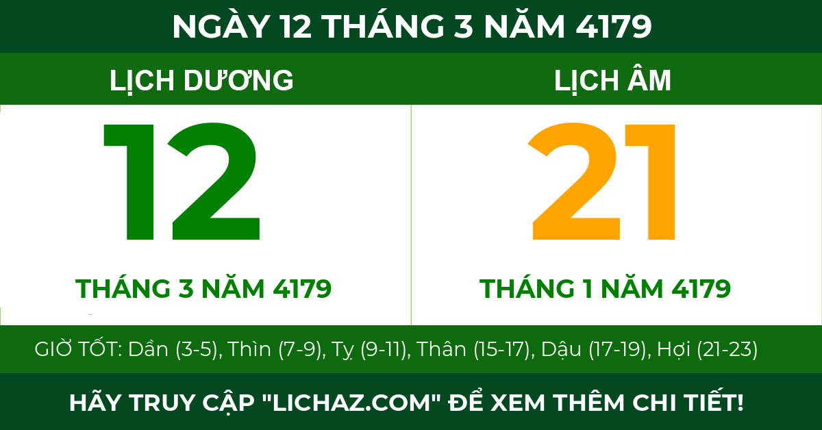 lịch âm ngày 12 tháng 3 năm 4179