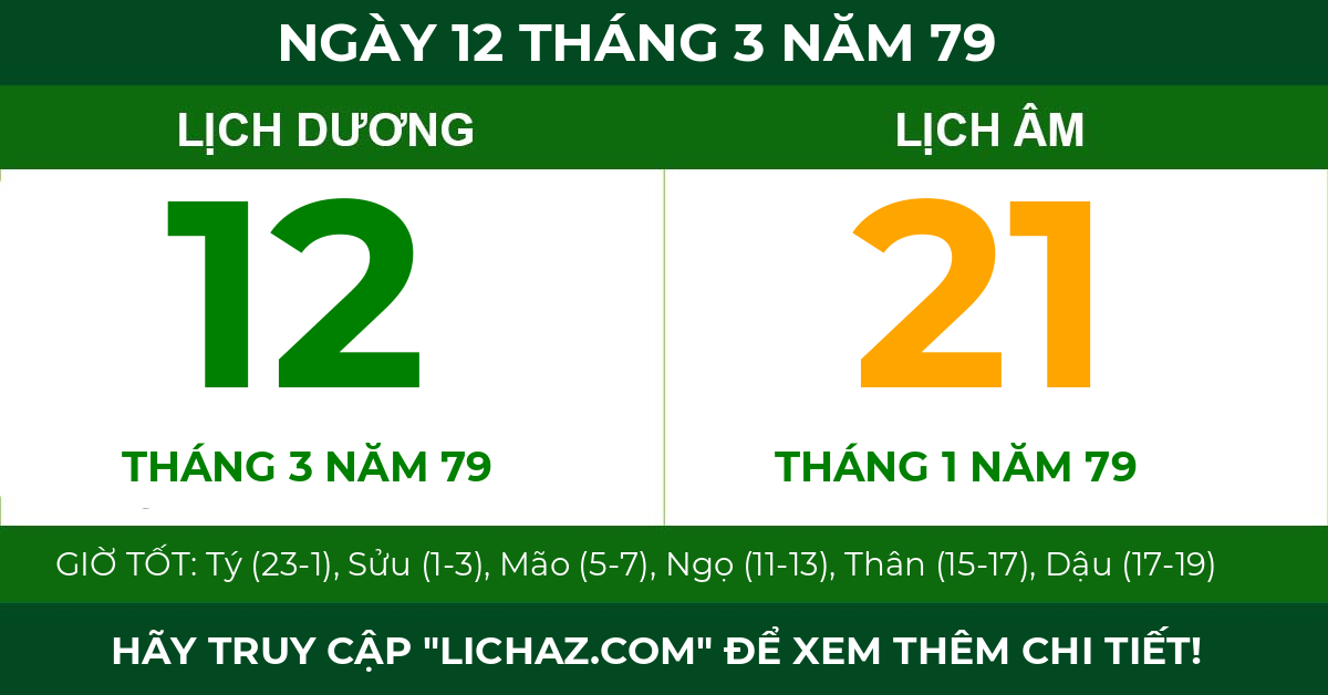 lịch âm ngày 12 tháng 3 năm 79