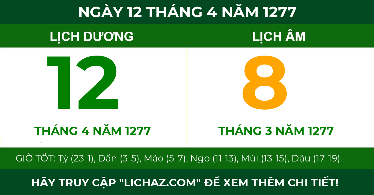lịch âm ngày 12 tháng 4 năm 1277