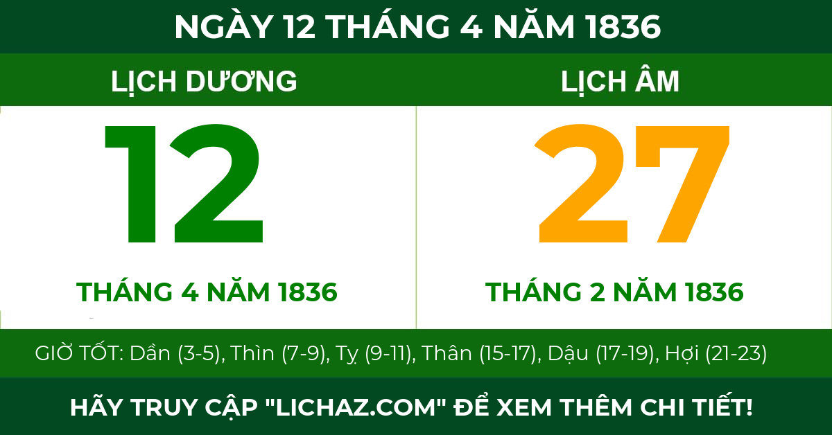 lịch âm ngày 12 tháng 4 năm 1836
