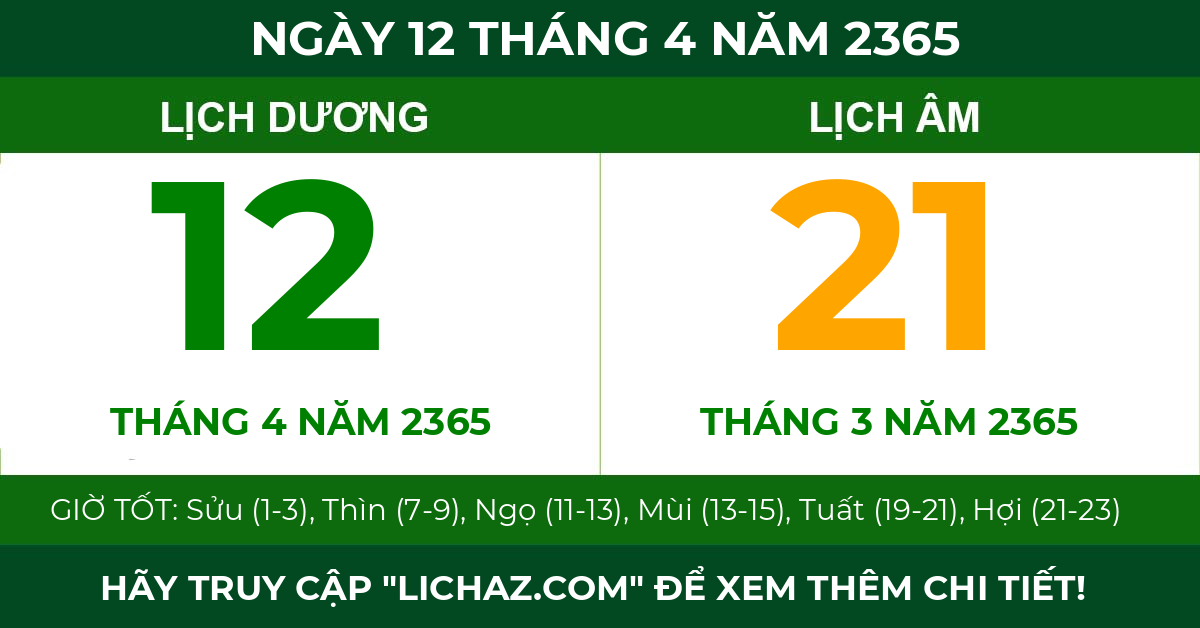 lịch âm ngày 12 tháng 4 năm 2365
