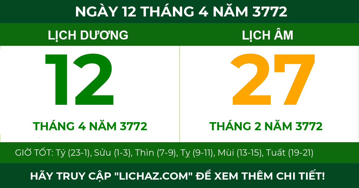 lịch âm ngày 12 tháng 4 năm 3772
