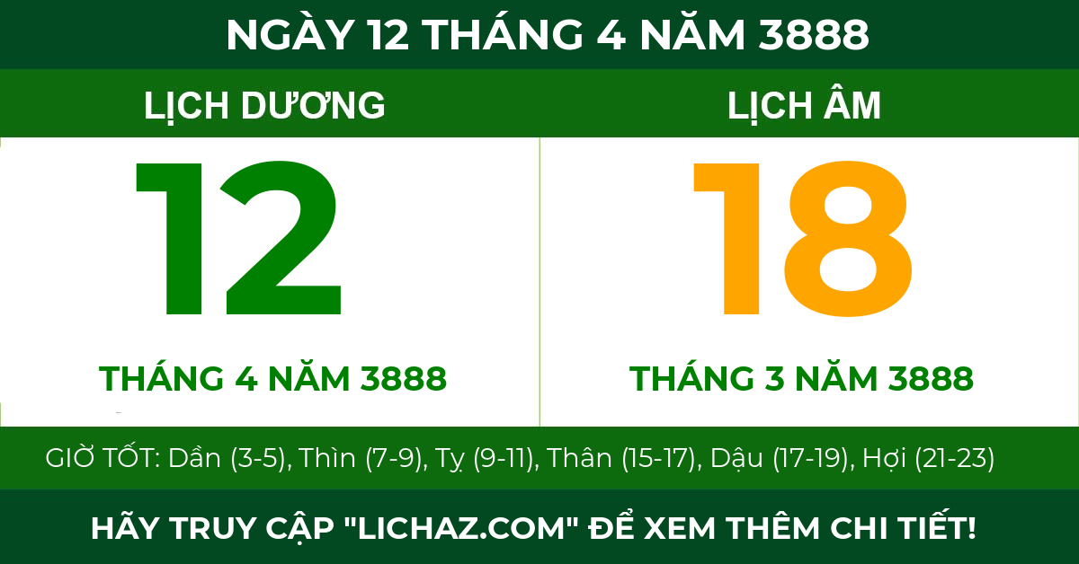 lịch âm ngày 12 tháng 4 năm 3888