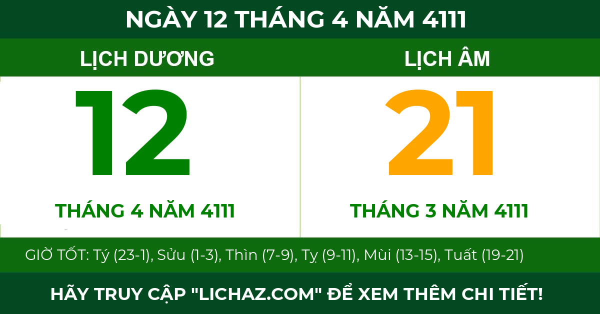 lịch âm ngày 12 tháng 4 năm 4111