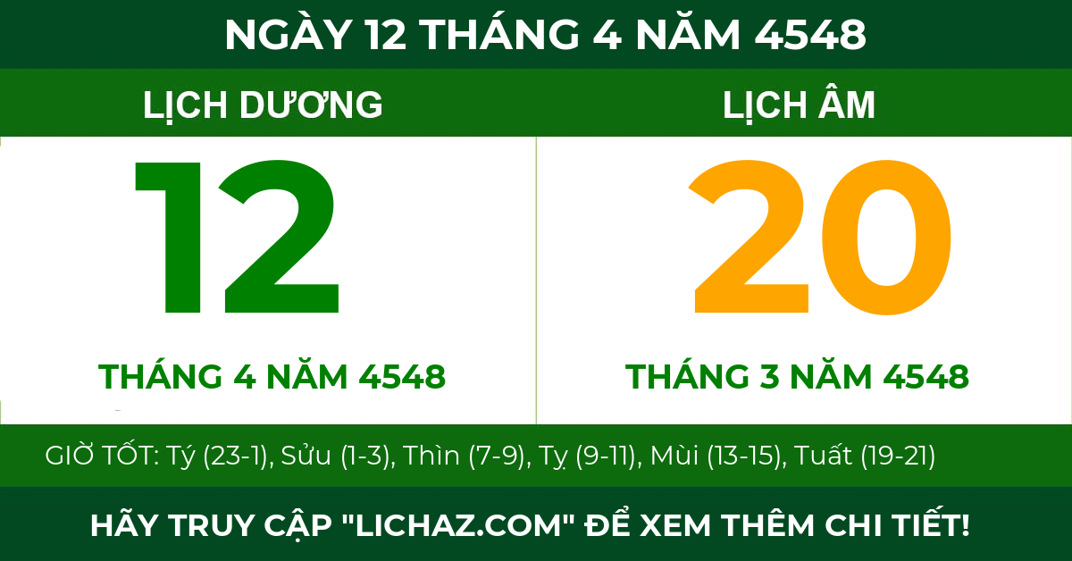 lịch âm ngày 12 tháng 4 năm 4548