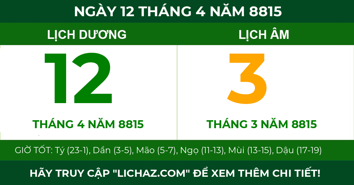lịch âm ngày 12 tháng 4 năm 8815