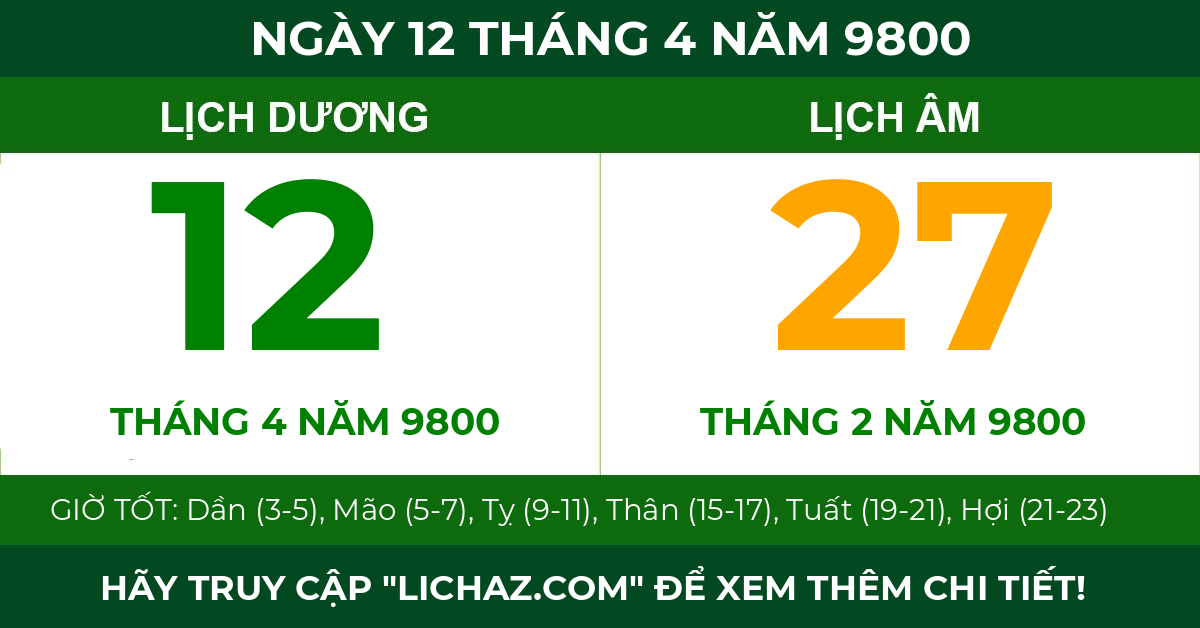 lịch âm ngày 12 tháng 4 năm 9800