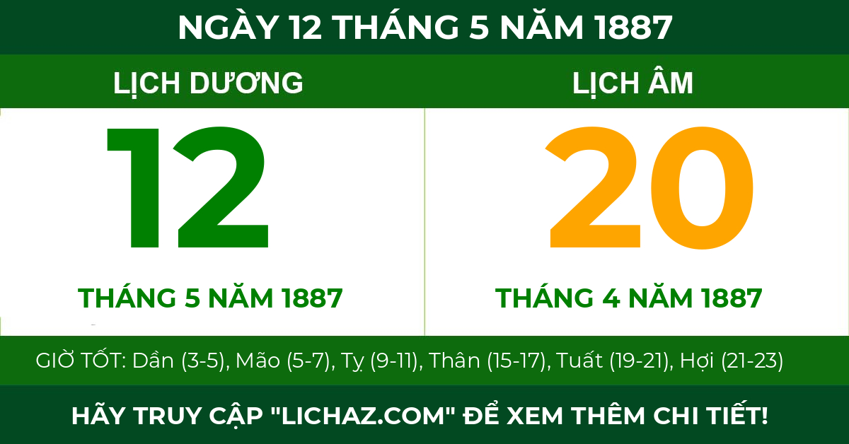 lịch âm ngày 12 tháng 5 năm 1887