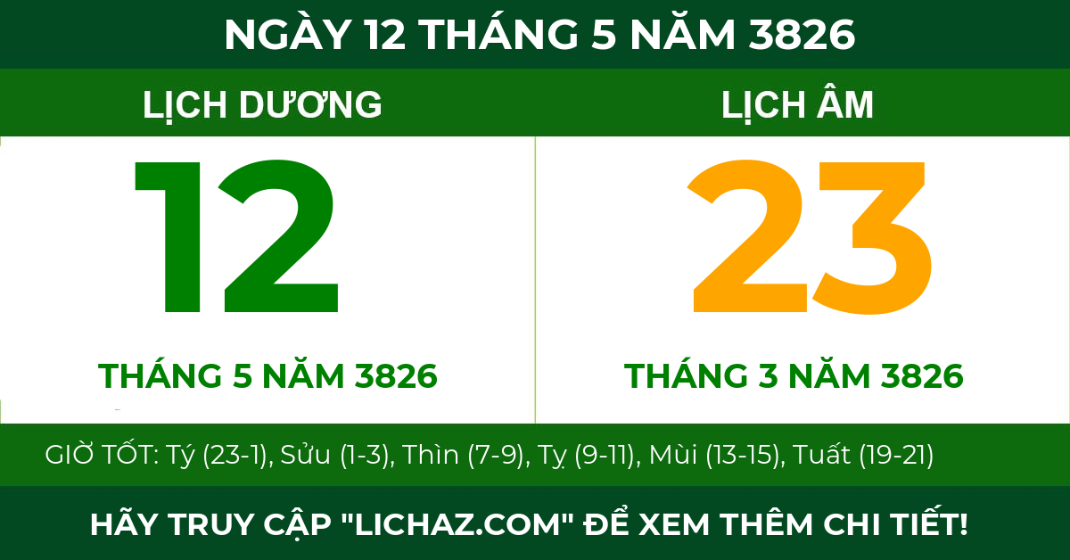 lịch âm ngày 12 tháng 5 năm 3826
