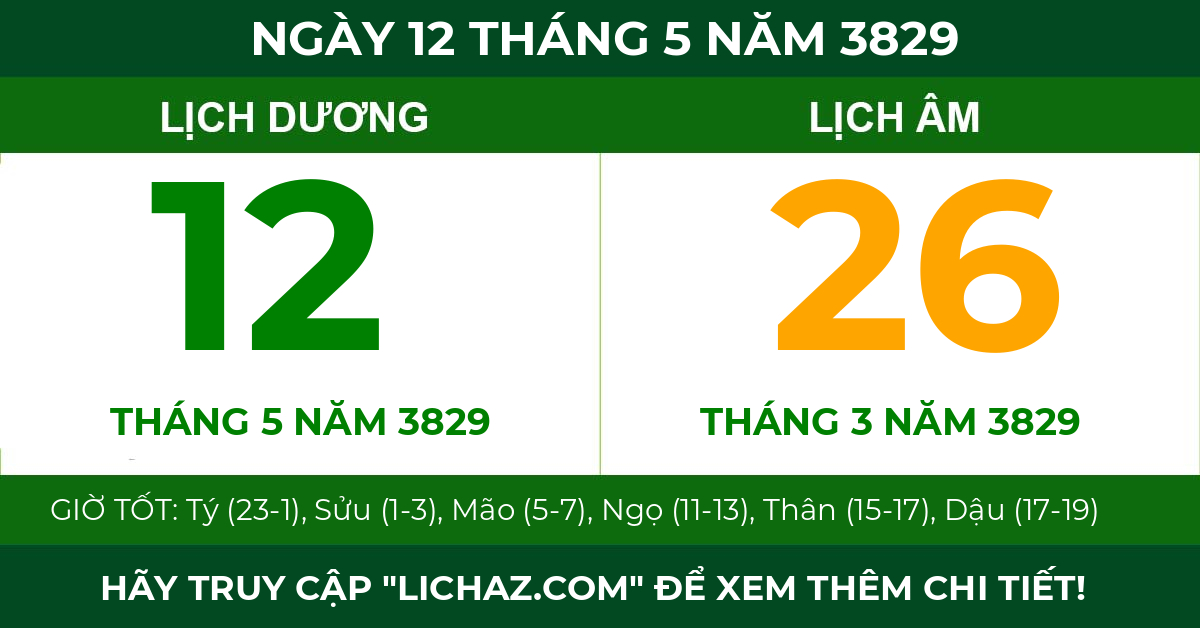 lịch âm ngày 12 tháng 5 năm 3829