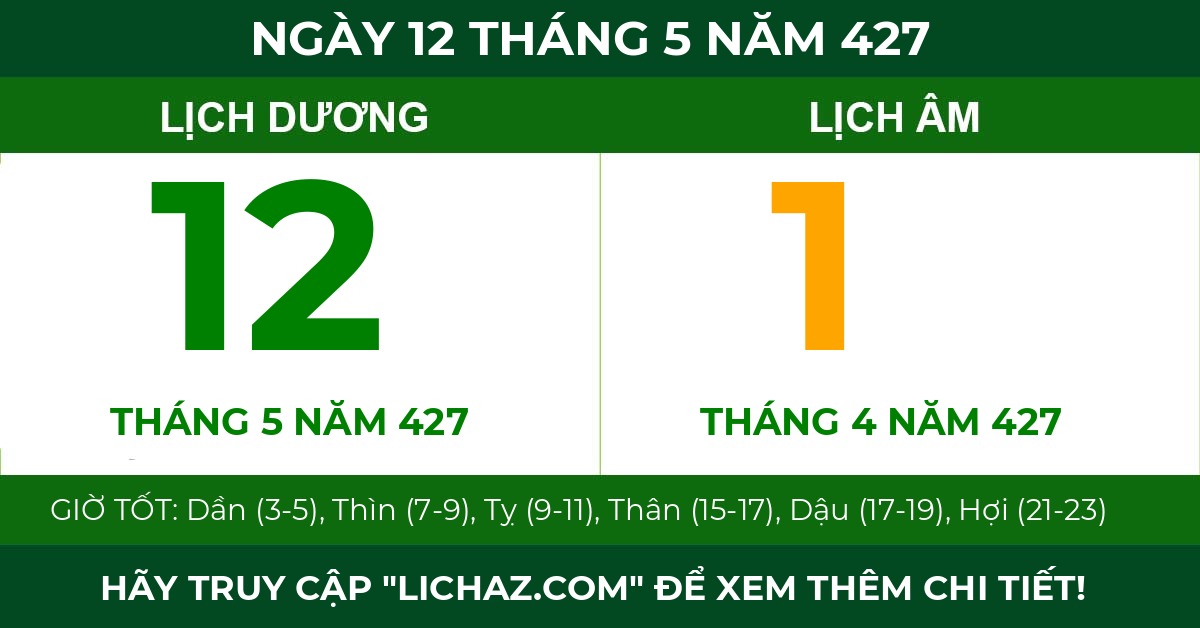 lịch âm ngày 12 tháng 5 năm 427