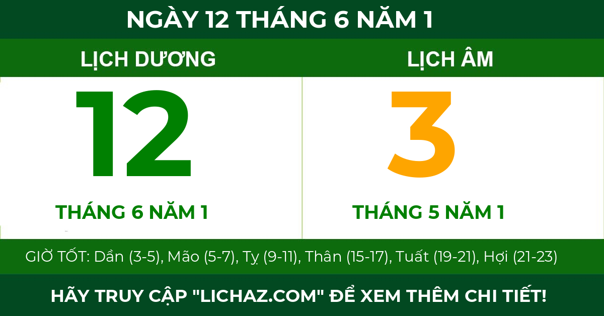 lịch âm ngày 12 tháng 6 năm 1