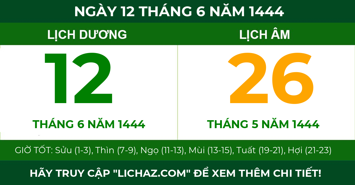 lịch âm ngày 12 tháng 6 năm 1444