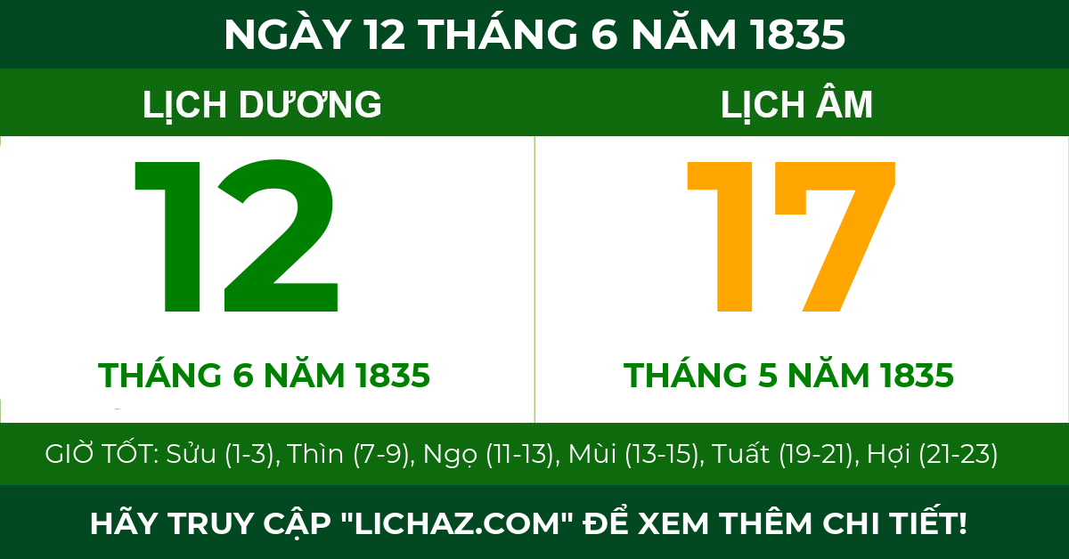 lịch âm ngày 12 tháng 6 năm 1835