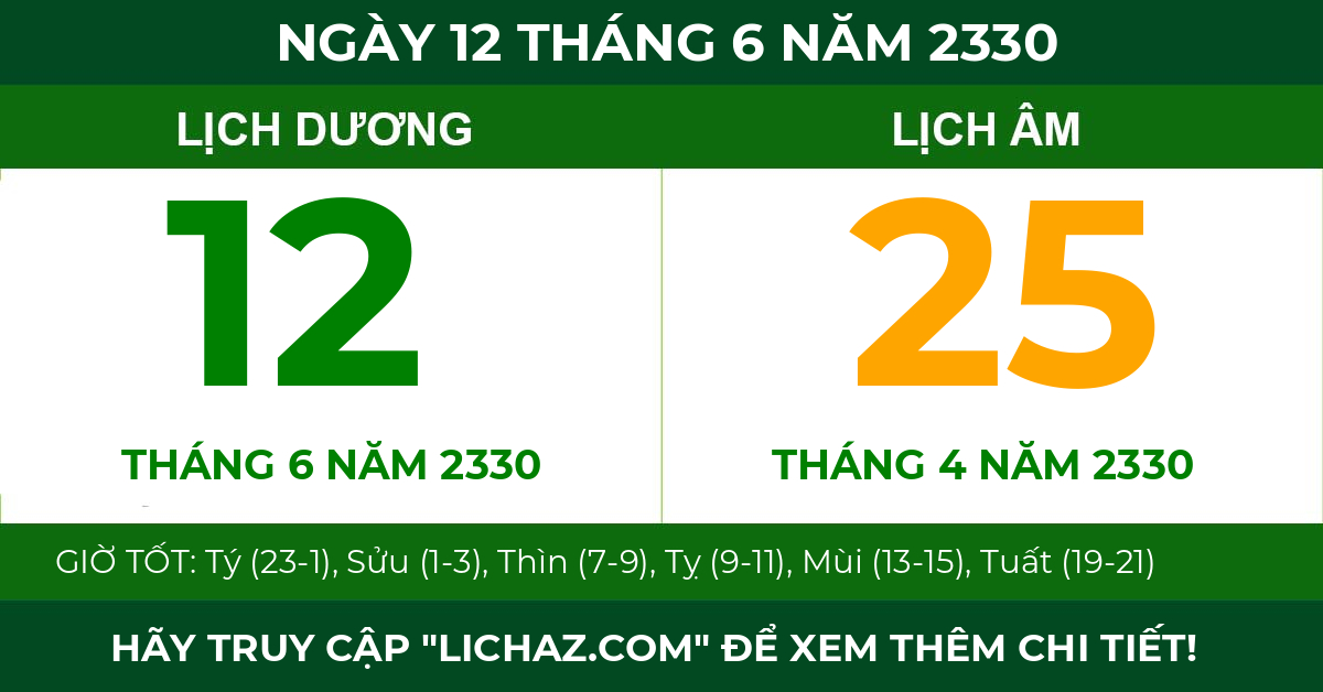 lịch âm ngày 12 tháng 6 năm 2330