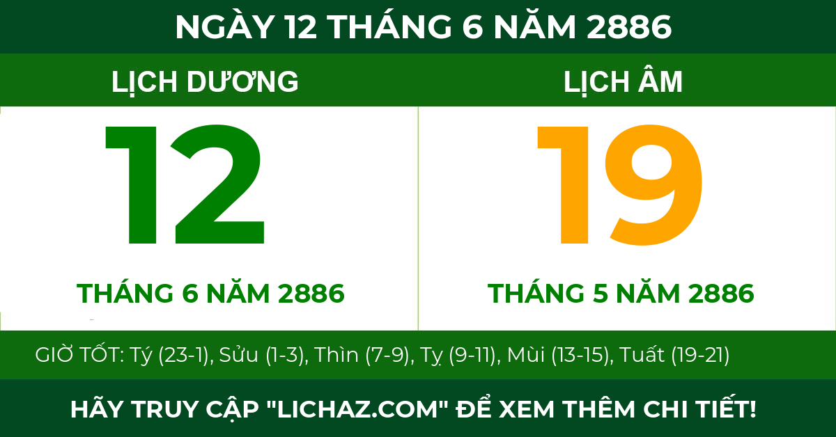 lịch âm ngày 12 tháng 6 năm 2886