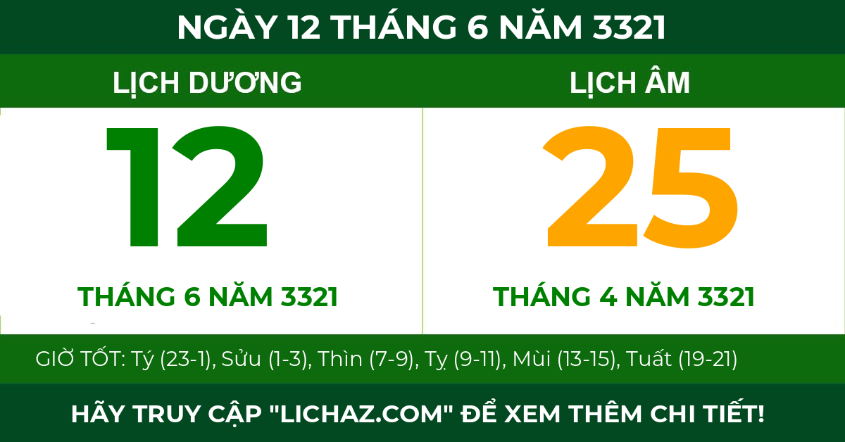 lịch âm ngày 12 tháng 6 năm 3321