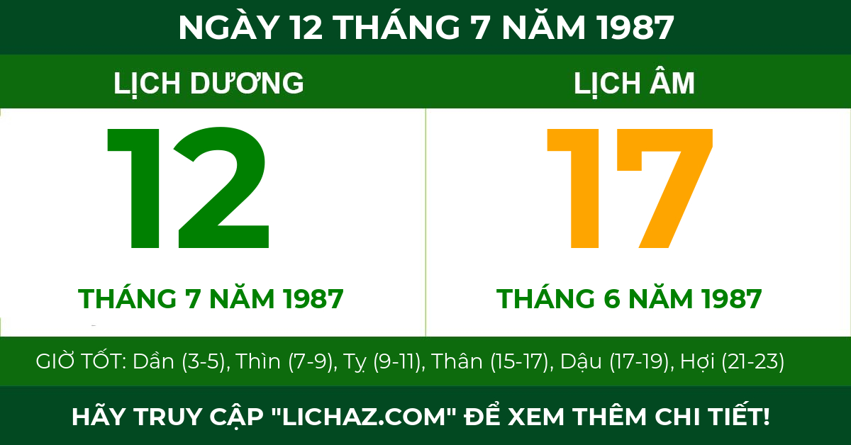 lịch âm ngày 12 tháng 7 năm 1987