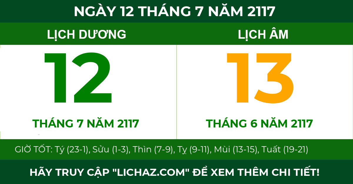 lịch âm ngày 12 tháng 7 năm 2117