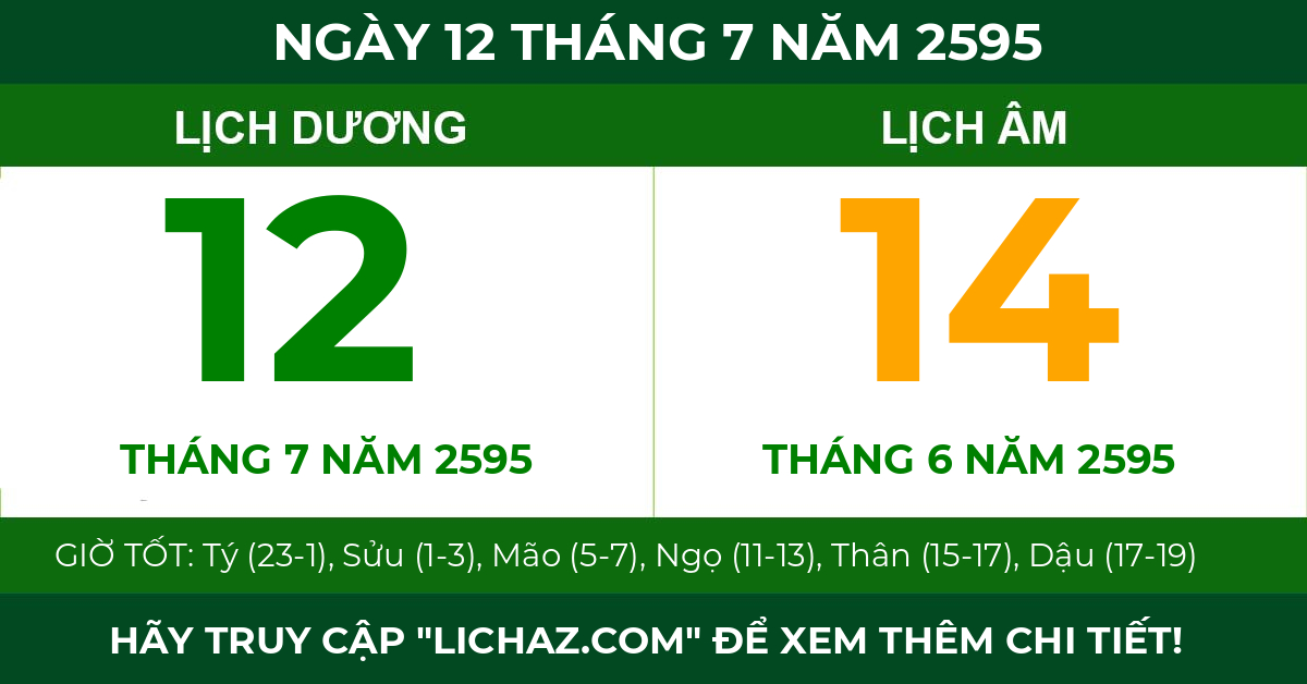 lịch âm ngày 12 tháng 7 năm 2595
