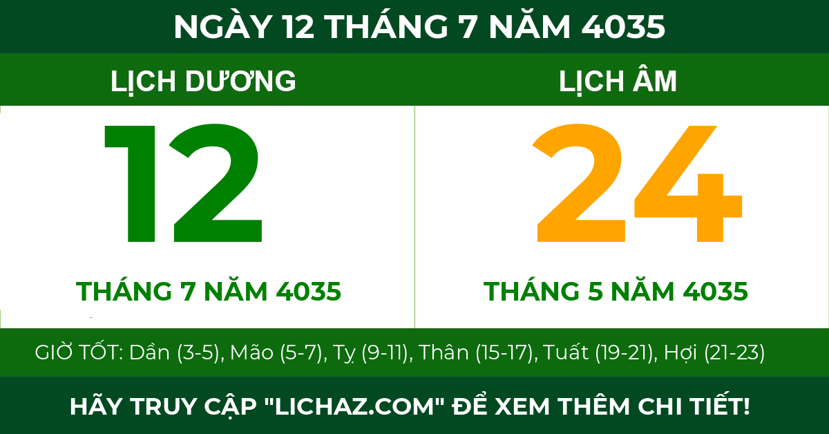 lịch âm ngày 12 tháng 7 năm 4035