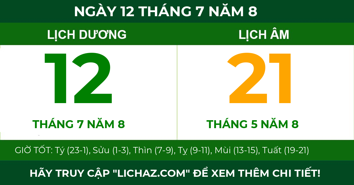 lịch âm ngày 12 tháng 7 năm 8