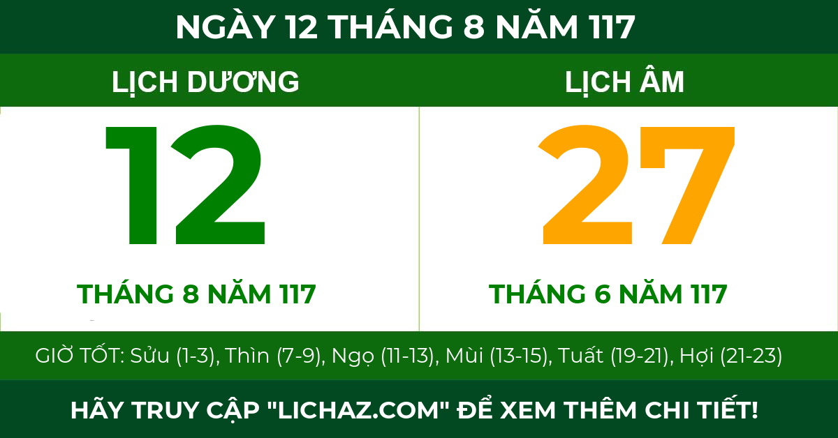 lịch âm ngày 12 tháng 8 năm 117