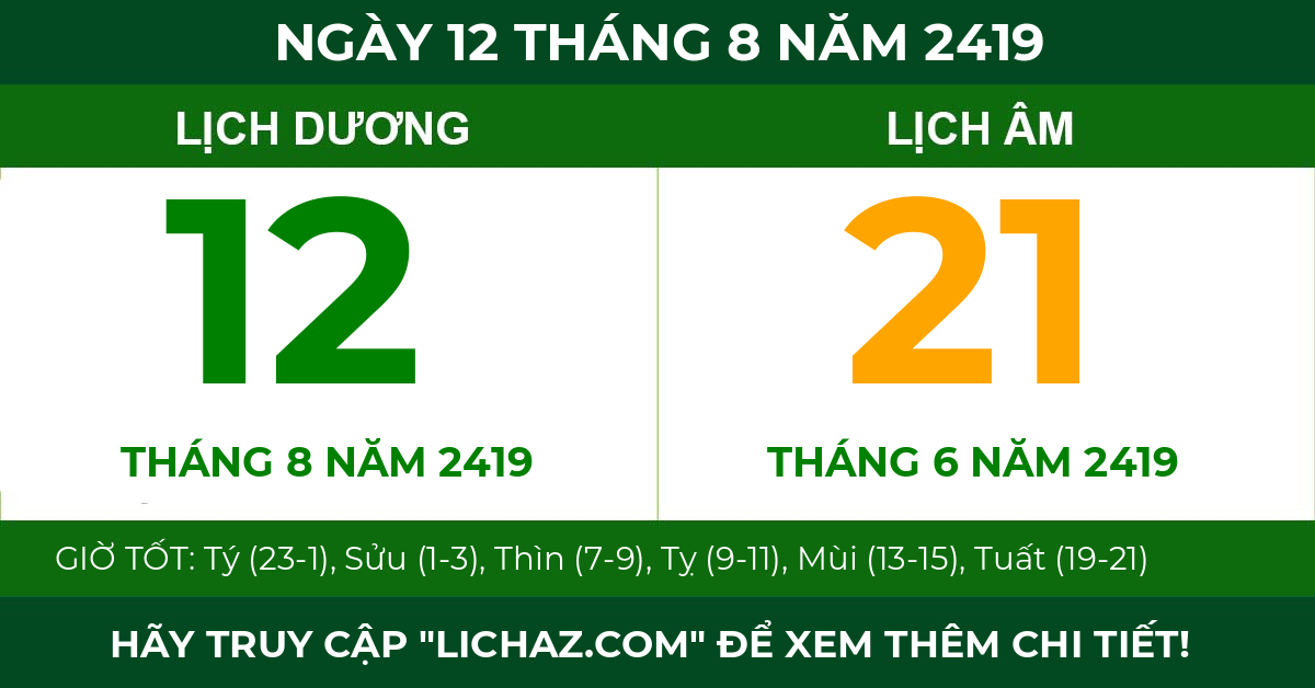 lịch âm ngày 12 tháng 8 năm 2419