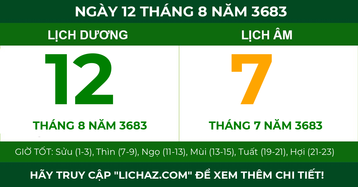 lịch âm ngày 12 tháng 8 năm 3683