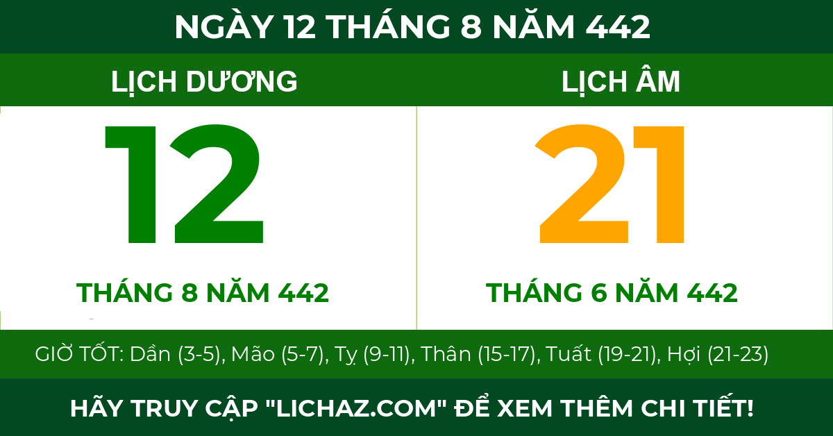 lịch âm ngày 12 tháng 8 năm 442