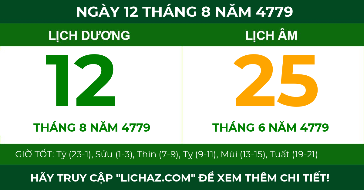 lịch âm ngày 12 tháng 8 năm 4779