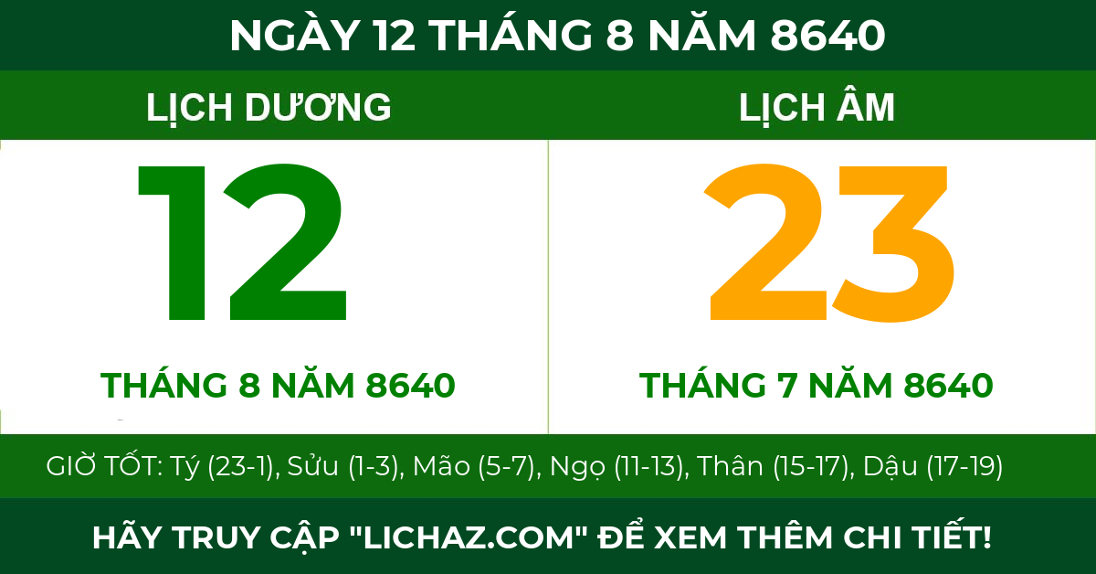 lịch âm ngày 12 tháng 8 năm 8640