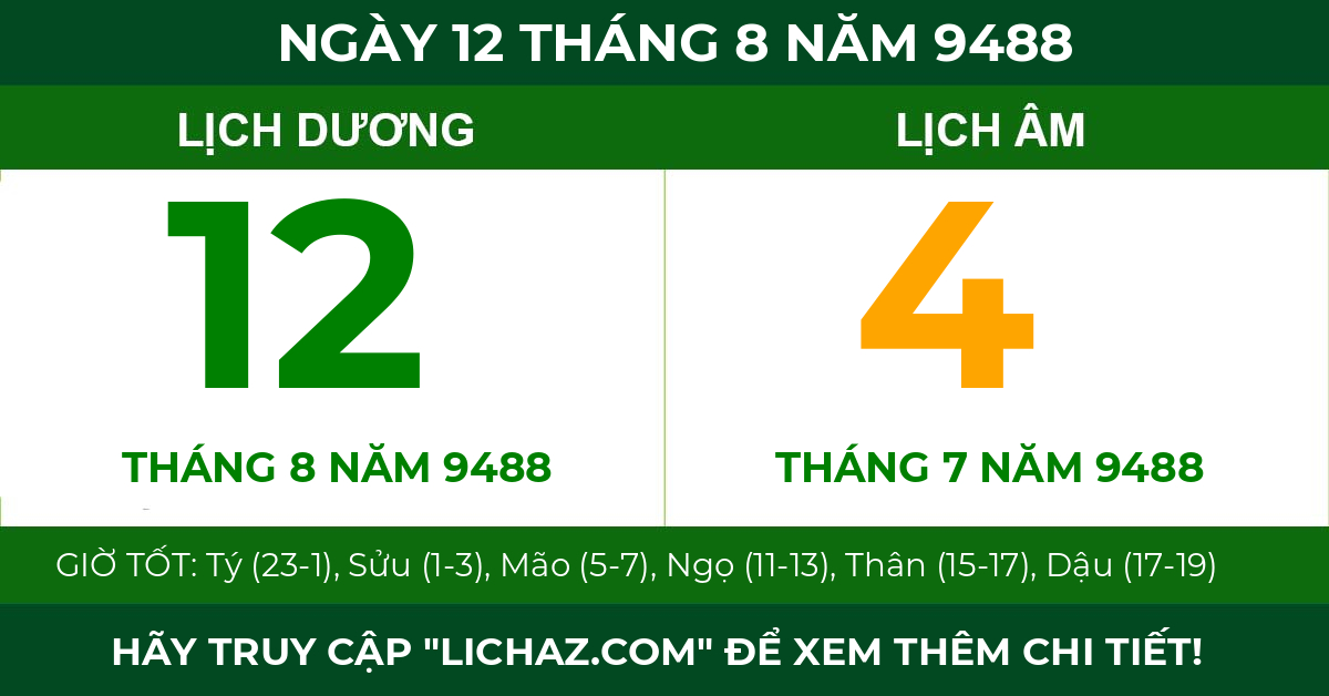 lịch âm ngày 12 tháng 8 năm 9488
