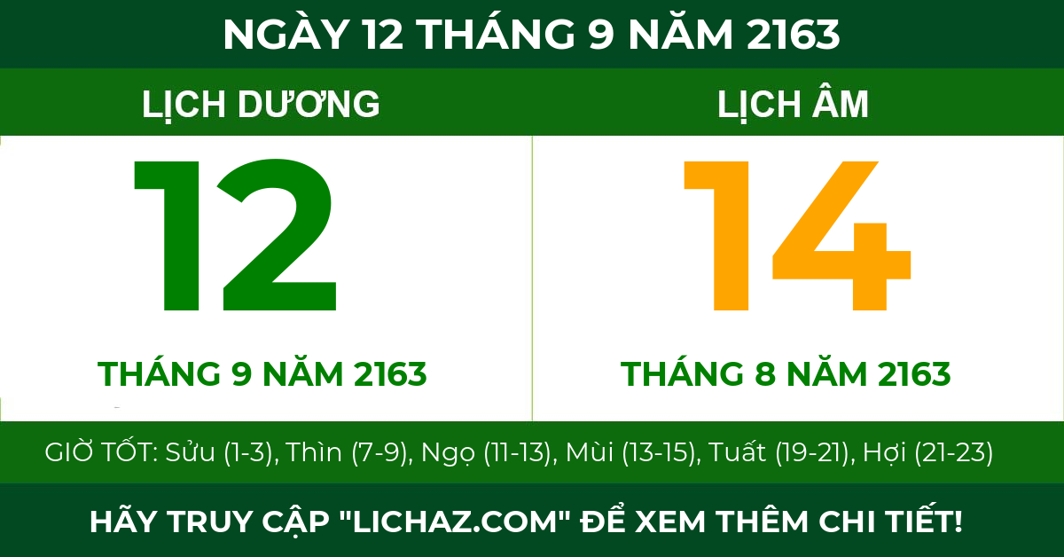 lịch âm ngày 12 tháng 9 năm 2163