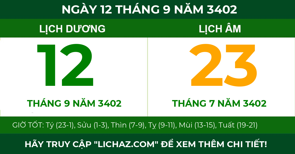 lịch âm ngày 12 tháng 9 năm 3402