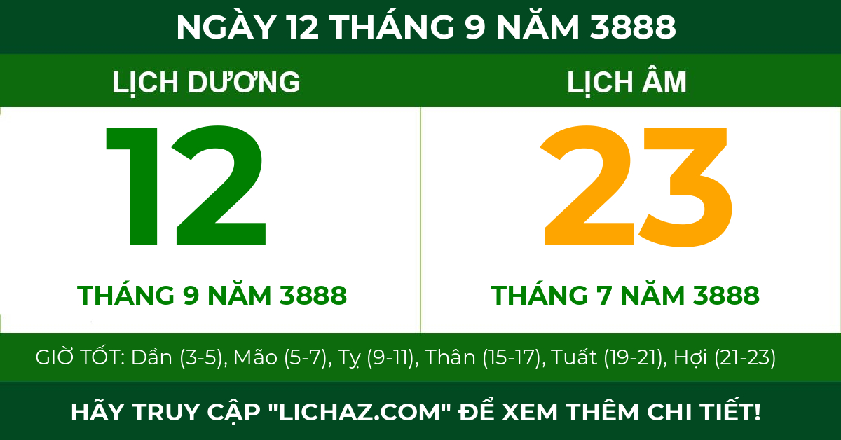 lịch âm ngày 12 tháng 9 năm 3888