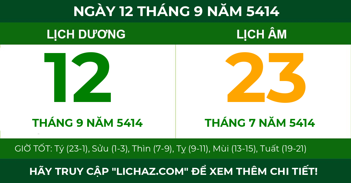 lịch âm ngày 12 tháng 9 năm 5414