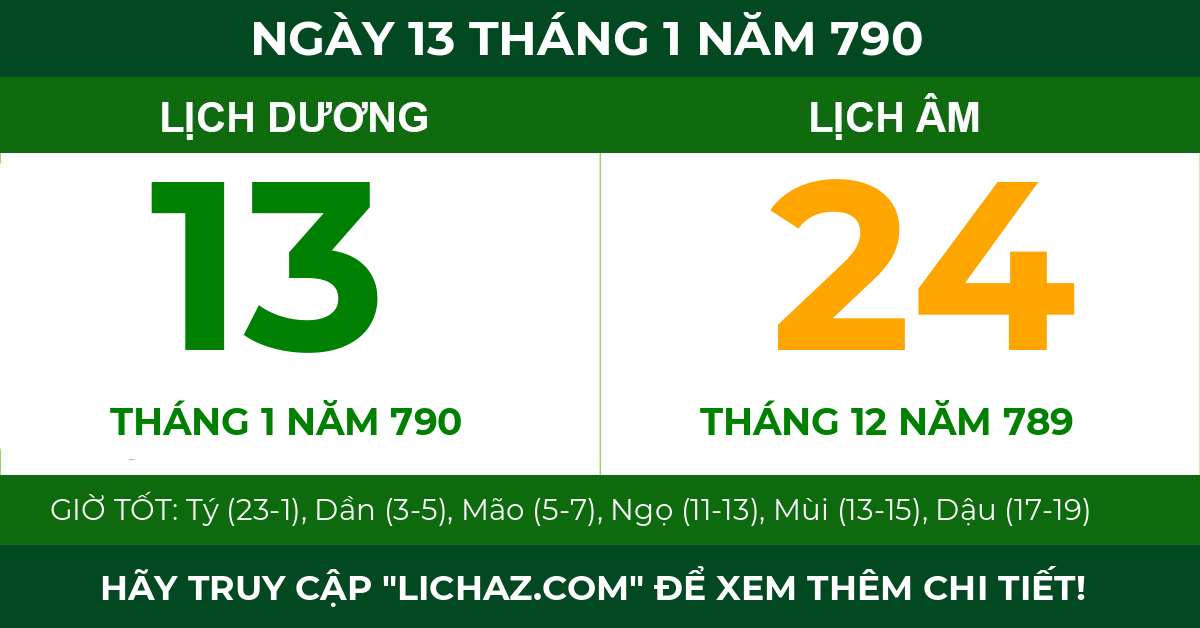 lịch âm ngày 13 tháng 1 năm 790