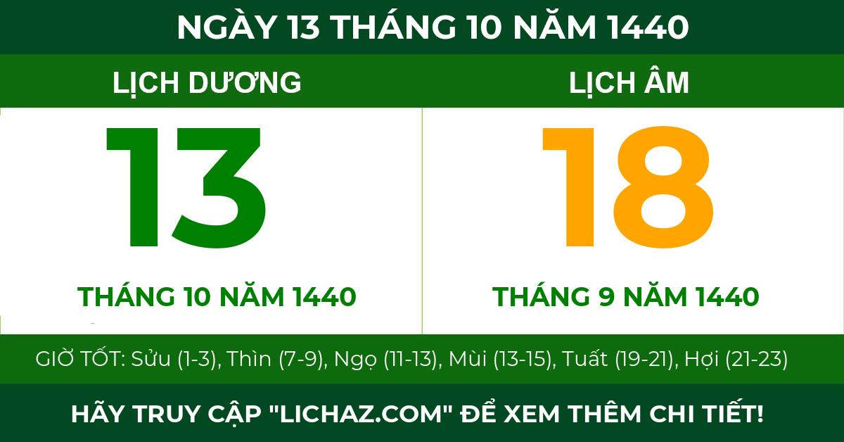 lịch âm ngày 13 tháng 10 năm 1440