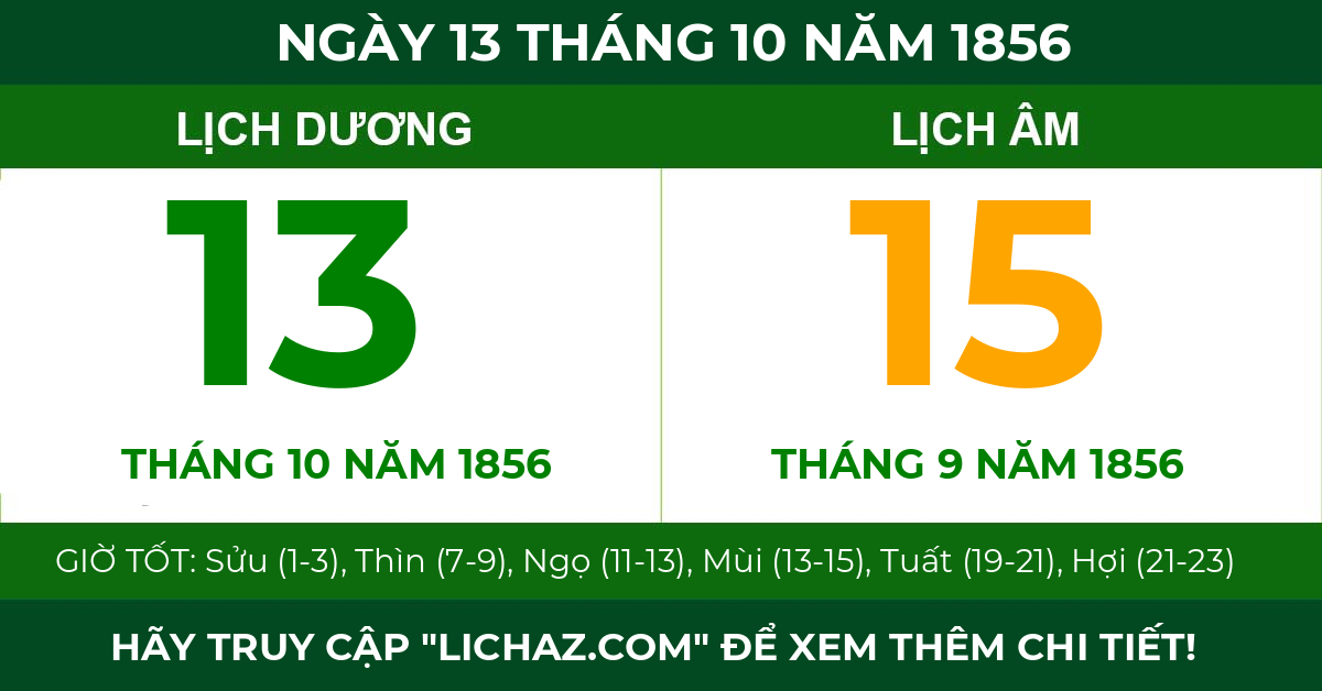 lịch âm ngày 13 tháng 10 năm 1856