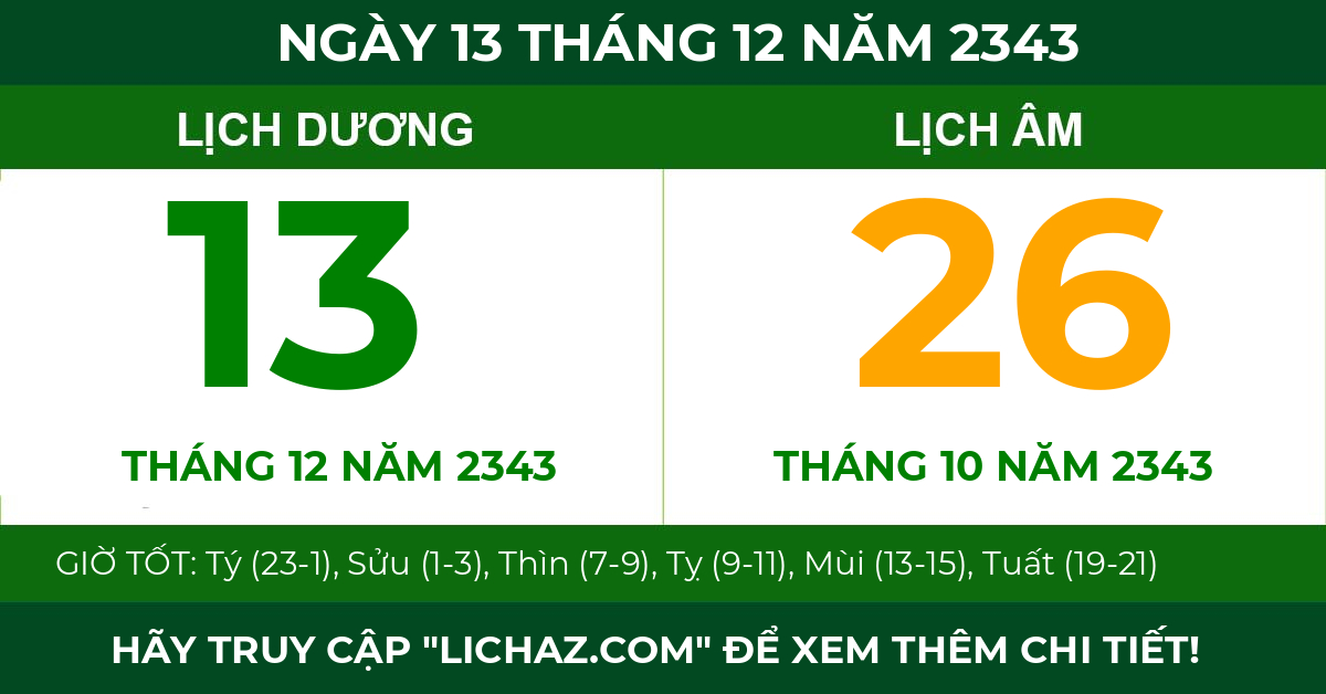 lịch âm ngày 13 tháng 12 năm 2343