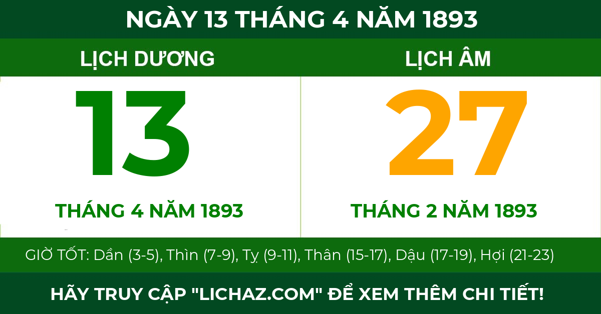 lịch âm ngày 13 tháng 4 năm 1893