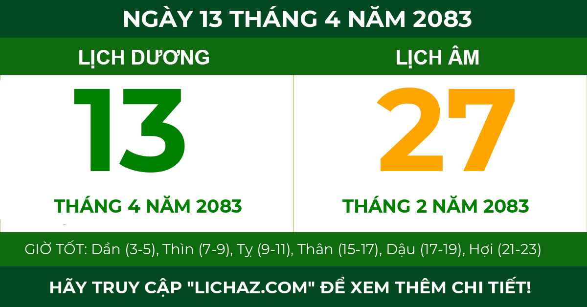 lịch âm ngày 13 tháng 4 năm 2083