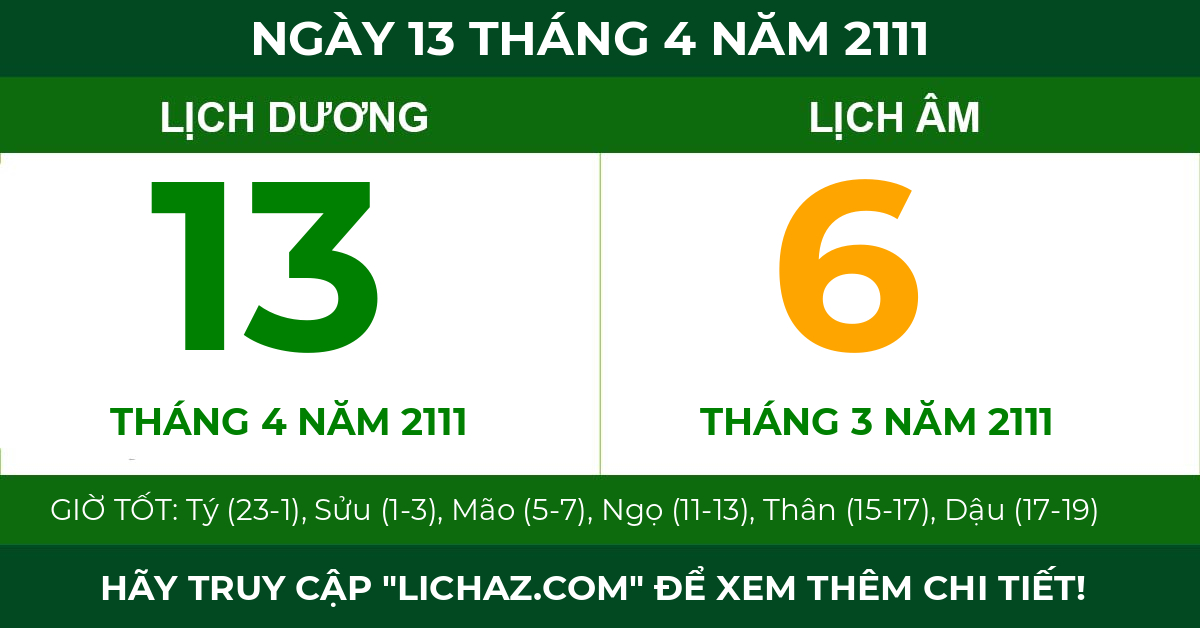 lịch âm ngày 13 tháng 4 năm 2111