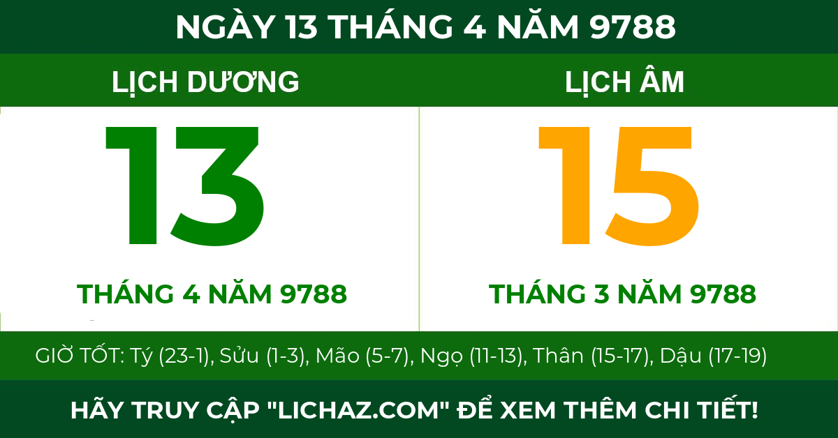 lịch âm ngày 13 tháng 4 năm 9788