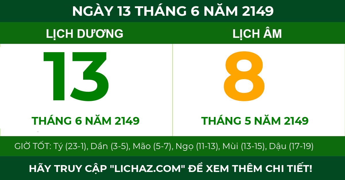 lịch âm ngày 13 tháng 6 năm 2149