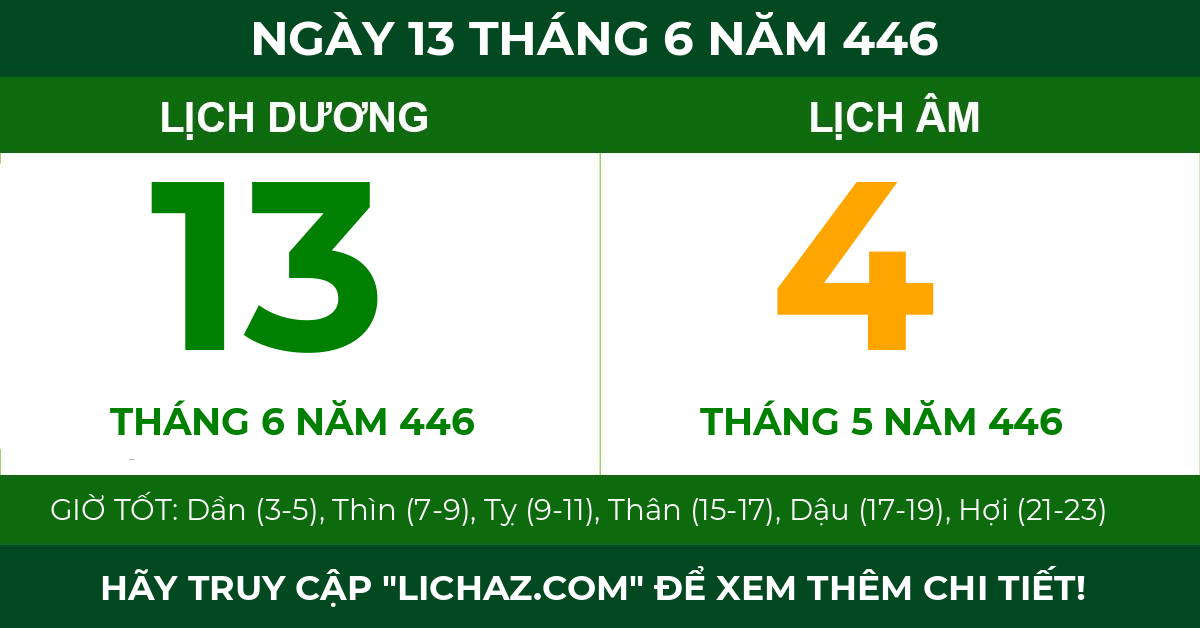 lịch âm ngày 13 tháng 6 năm 446